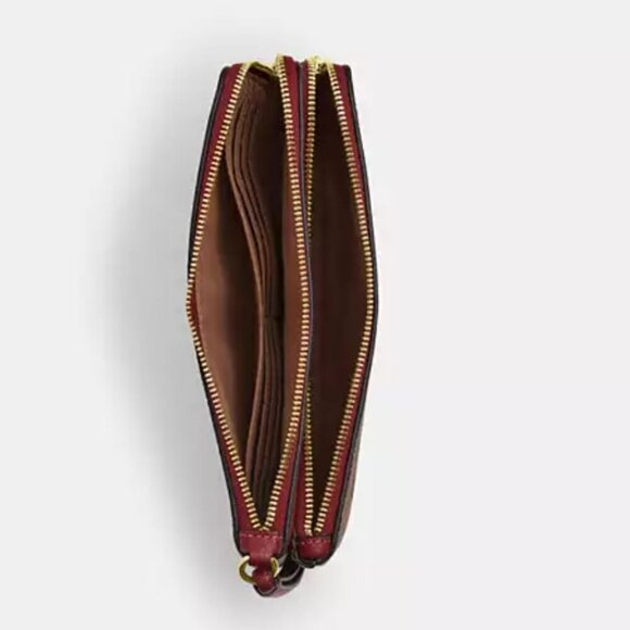 Coach Double Zip Phone Wallet Cherry Print Signature Canvas Wristlet CZ763 - Picture 7 of 7